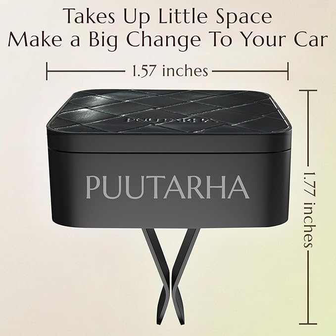 Premium Quality Car Air Freshener Leather and Metal Design Scent Vent Clip Diffuser,New Natural Fragrance Diffuser for Car with 3 Refill Scented Discs and Gift Box(Black Weave)