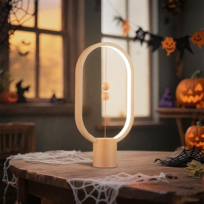 Heng Balance Light, USB Powered LED Table lamp, Creative, Magnetic Switch Night Light, dimmable Eye Protection Table lamp, Used for Gifts, Decoration Bedside, Dormitory and Office(Wood Grain)