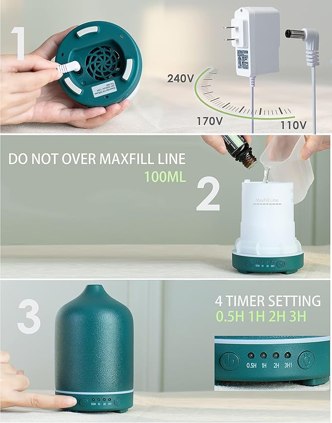 Essential Oil Diffuser,Nature Ceramic Diffuser,Stone Ultrasonic Essential Oil Diffuser for Aromatherapy (Blue)