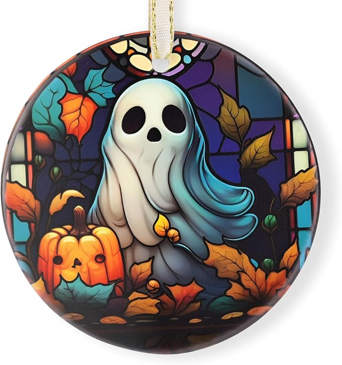 Christmas 2025 Ornaments, Christmas Ornament Gift, Holiday Keepsake, Stocking Stuffers, Gift Ideas - Ghost with Pumpkin