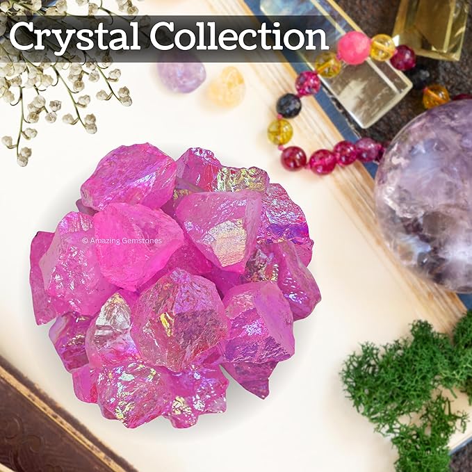 Amazing Gemstone 2 Pieces Rose Aura Quartz Raw Crystals and Healing Stones, Natural Rocks for Meditation and DIY Raw Stones and Crystals