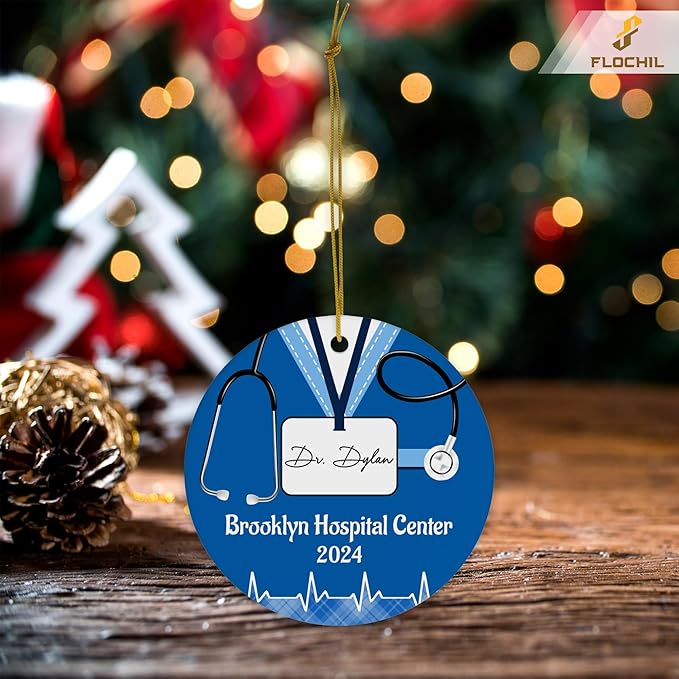 FLOCHIL Personalized Doctor Christmas Ornaments, Custom Ornaments Doctor with Name, Best Doctor Ornament, Gifts for Women, Christmas