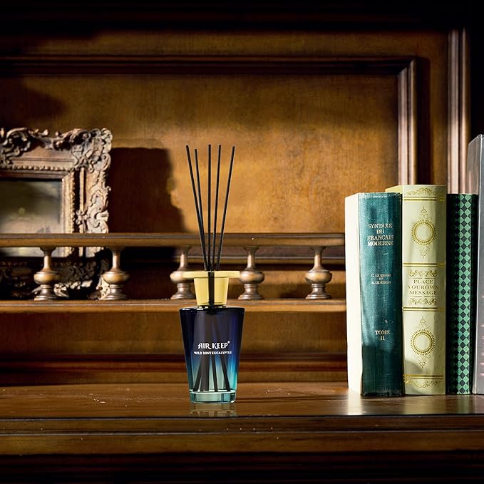 Airkeep Reed Diffuser Set 5.07 fl oz, Wild Mint Eucalyptus Scent Diffuser with Sticks, Home Fragrance Oil for Bedroom, Bathroom, Office Decor