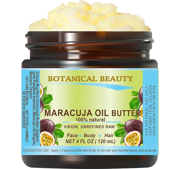 Botanical Beauty MARACUJA OIL BUTTER RAW 100% Pure Natural VIRGIN UNREFINED Cold-Pressed Carrier for Face, Skin, Body, Hair, Lip, Nails. Rich in Vitamin E (4 Fl Oz)