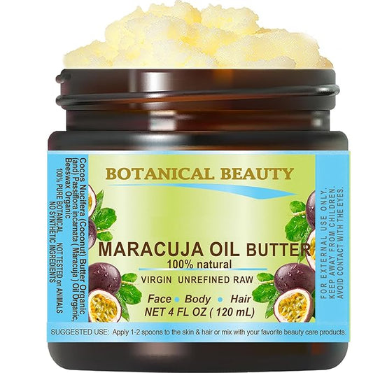Botanical Beauty MARACUJA OIL BUTTER RAW 100% Pure Natural VIRGIN UNREFINED Cold-Pressed Carrier for Face, Skin, Body, Hair, Lip, Nails. Rich in Vitamin E (4 Fl Oz)