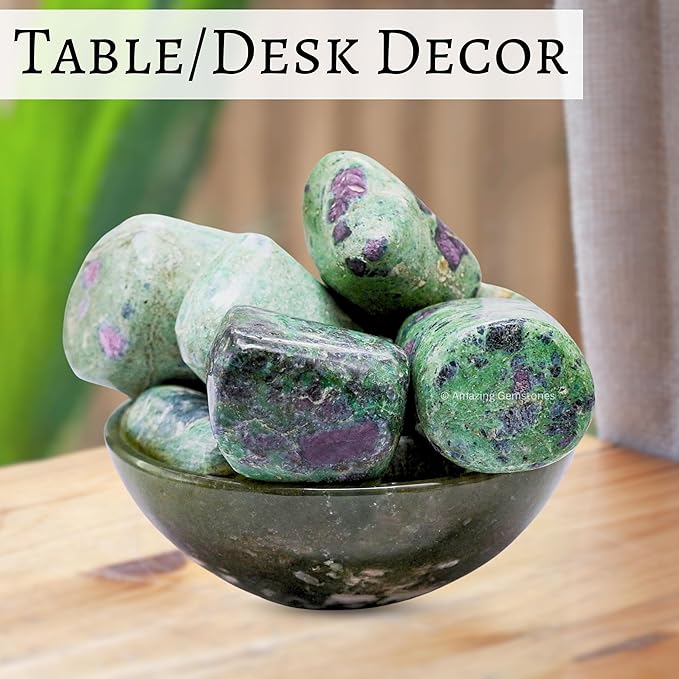 Amazing Gemstone Ruby Fuchsite Crystal Tumbled Stones Polished Rocks, 1 Oz - Natural Gem Stones for Healing - DIY Crystals for Protection