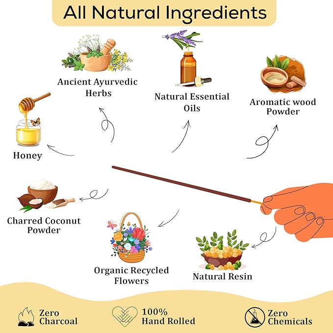 Raajsee French Vanilla Incense Sticks (180 gm), 100% Pure Organic Natural Hand Rolled Free from Chemicals - Perfect for Aromatherapy, Cleansing, Meditation, and Church (Pack of 12)