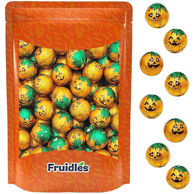 Halloween Double Chocolate Bumpkin Balls, Milk Chocolate Trick-Or-Treat Party Bag Fillers, Individually Wrapped in Multi-color Eye Design Foils, Kosher Certified (5 Pounds)