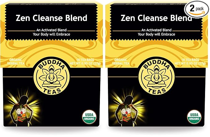 Buddha Teas Organic Zen Cleanse Blend - OU Kosher, USDA Organic, CCOF, 18 Bleach-Free Tea Bag (Pack of 2)
