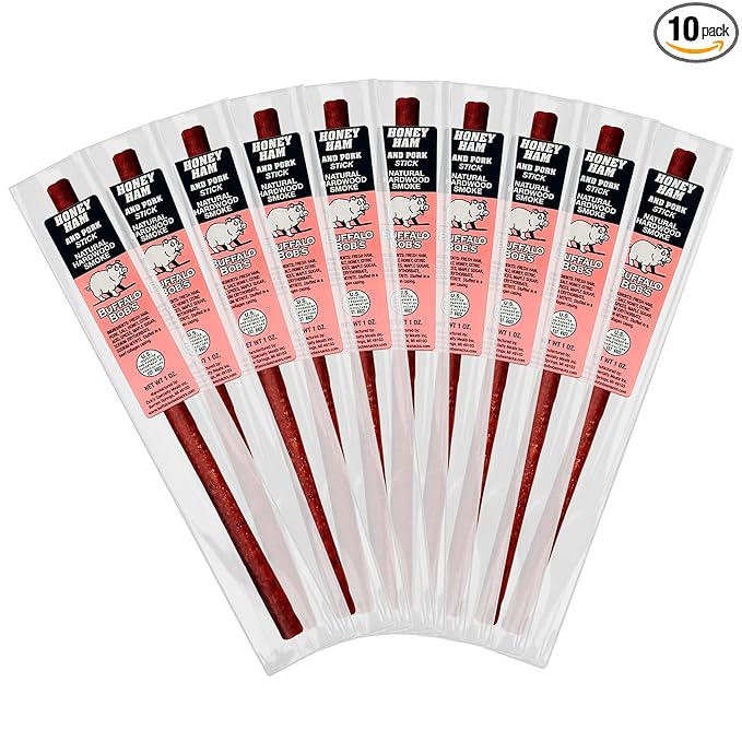 Buffalo Bob's Wild Game Meat Snack Stick - Honey Ham Stick 10 Pack