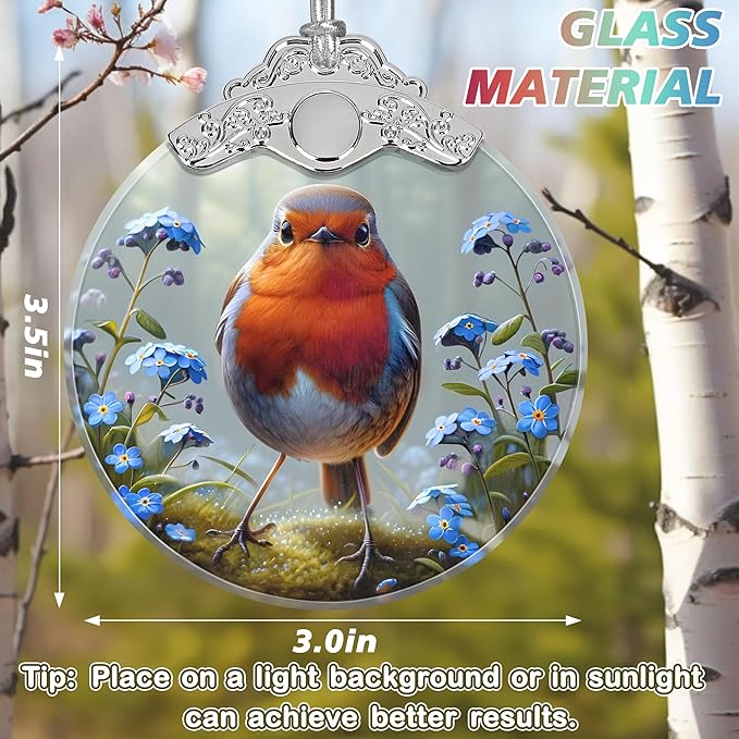 American Robin Stained Glass Orament - Christmas Ornament - Christmas Decorations for Tree - Holiday Present ldeas - Gift Exchange