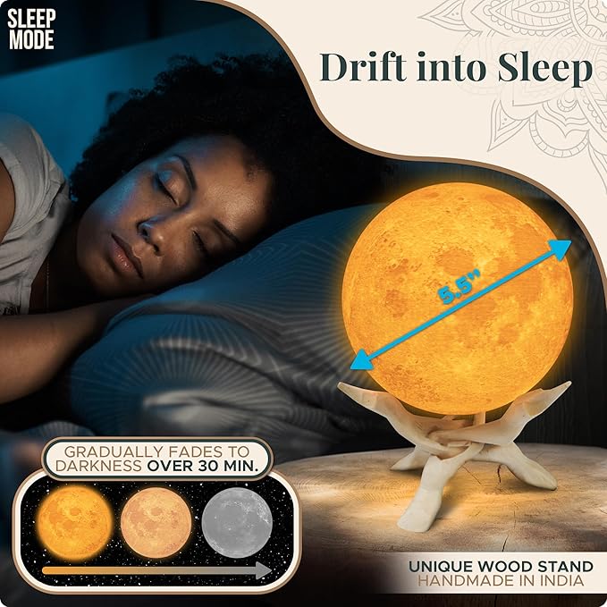 Zen Moon Lamp - Visual Meditation Light for Relaxation and Mindfulness - Guided Breathing Night Light - Spiritual Christams Gifts for Women, Mom, Best Friend 2025 - Unique Decor for Bedroom (5.5 inch)