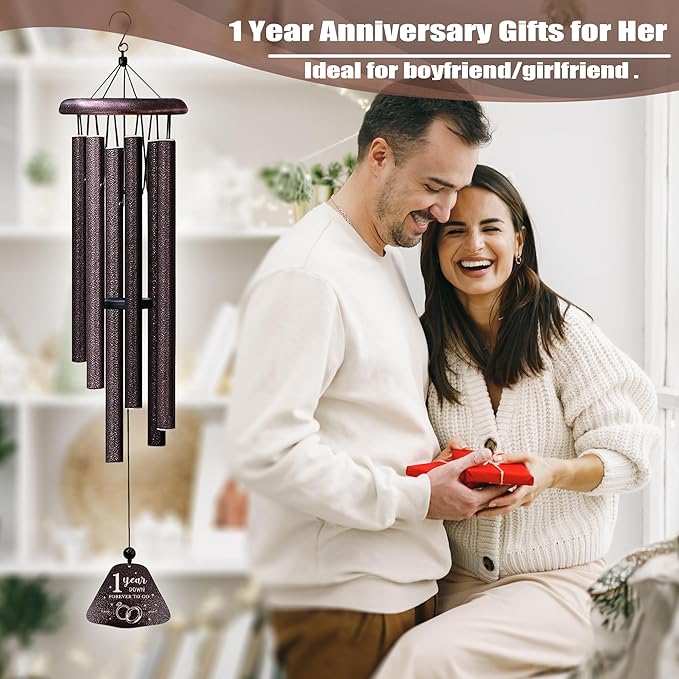 1 Year Anniversary Wedding Gifts for Boyfriend/Girlfriend 32” Wind Chimes, One/1st/First Year Anniversary Wind Chimes Gifts for Men Her Wife Husband