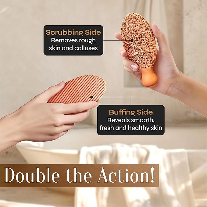 Facón Pumice Stone for Feet Callus Remover - Terra-Cotta Foot Scrubber with 2 Sides, 100% Pure Natural Foot Pumice Stone, Pedicure Pumice Stone Scrubber, Foot Exfoliator, Removes Calluses & Dead Skin