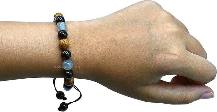 Natural Healing Crystal Bracelet for Women - Mens Bracelet Energy Balancing Gemstones Set - Adjustable Stone Bead Bracelet for Men and Women - Chakra Crystal Therapy Accessory, Meditation
