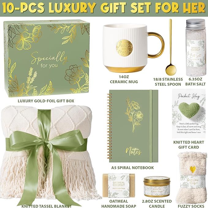 Self Care Gifts for Women Get Well Soon Gift Baskets, Unique Birthday Gifts for Women Spa Care Package, Sympathy Inspirational Thinking of You Gift Set for Mom Her Sister Best Friend Wife Girlfriend