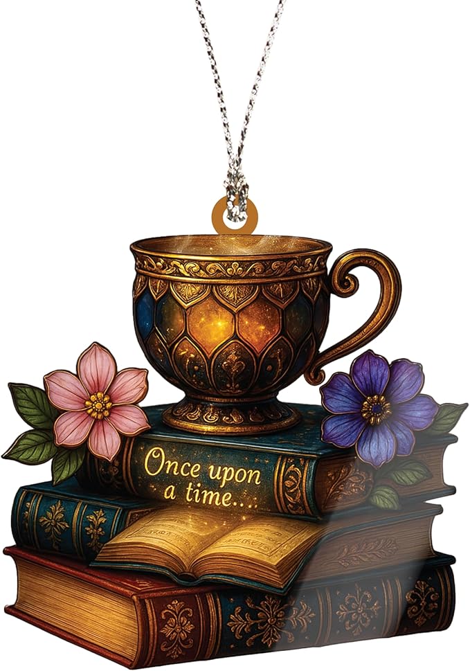 Book ornament - Book-lover gifts for women | Teacher | Librarian - Book ornaments for christmas tree - Christmas ornament 2025 - White elephant gifts - Xmas Tree Funny Decoration, Exchange