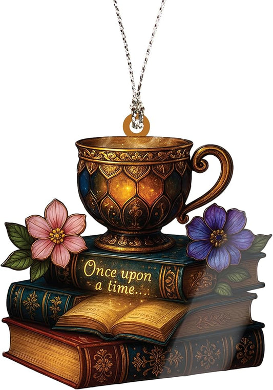 Book ornament - Book-lover gifts for women | Teacher | Librarian - Book ornaments for christmas tree - Christmas ornament 2025 - White elephant gifts - Xmas Tree Funny Decoration, Exchange