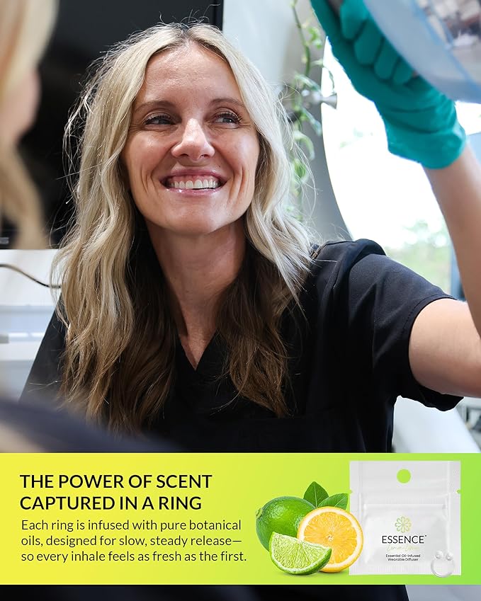 Essence Wearable Aromatherapy Nasal Diffuser – Lemon-Lime Essential Oil Nose Ring Silicone Inhaler for Stress & Mood Support - Made in USA & Travel-Friendly