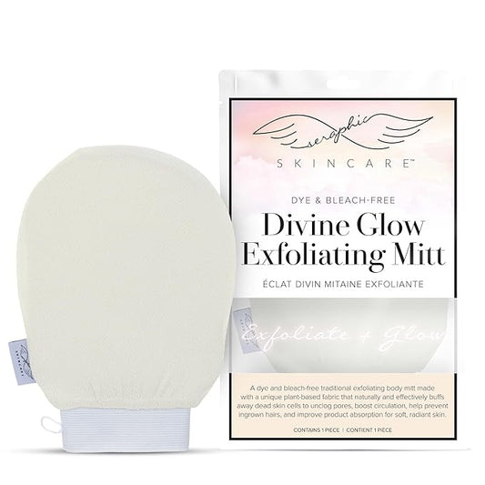 Seraphic Skincare (Original) Divine Glow Exfoliating Mitt (1pcs) – 100% Vegan Viscose Traditional Body Scrub Glove Kessa Korean Washcloth – Body Exfoliator for Self-Tan Removal & Keratosis Pilaris