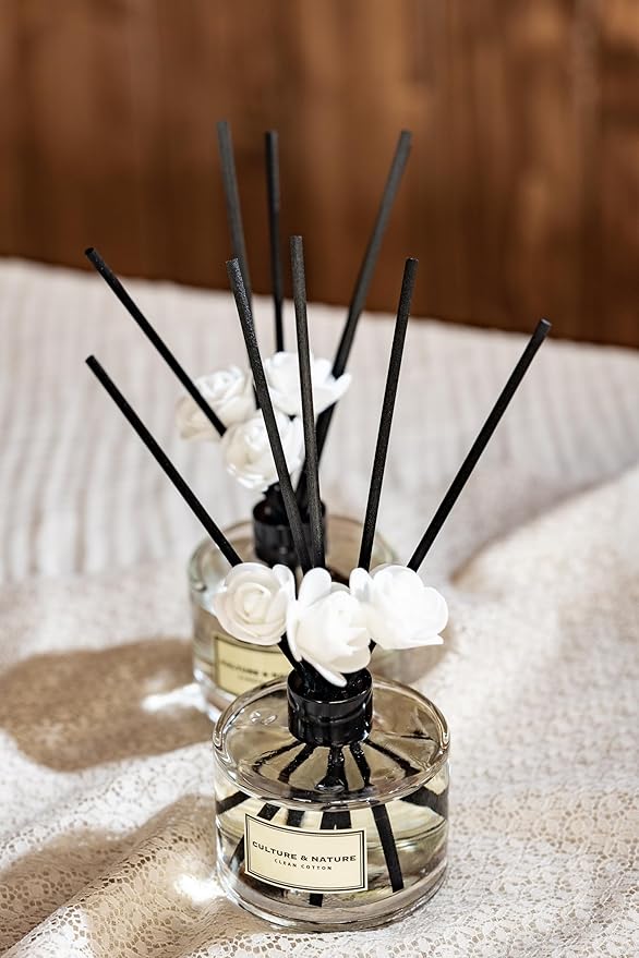 CULTURE & NATURE Reed Diffuser Set 6.7oz (200ml) Flower Market Scented Diffuser with Sticks Home Fragrance Reed Diffuser for Bathroom Shelf Decor