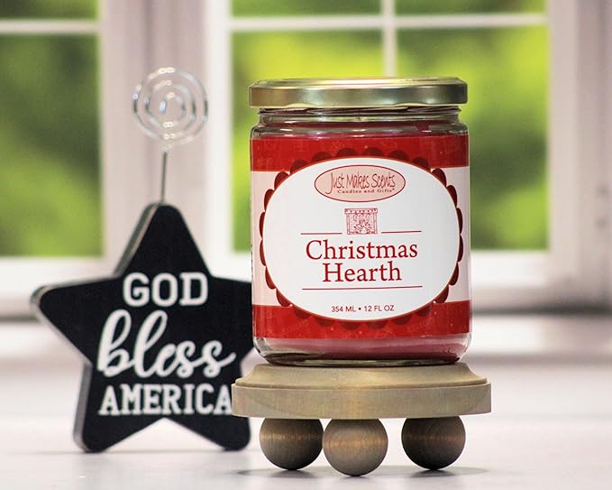 Christmas Hearth Scented Blended Soy Candle - Smoky Fireplace Fragrance - Hand Poured in USA by Just Makes Scents (12 oz)