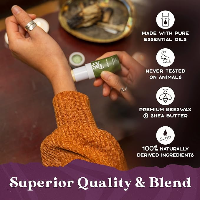 Essential Oils Balm Stick | Enchanted Earth Aromatherapy Balm by Tacoma Aroma | Beeswax Based Body Balm | Frankincense, Myrrh & Rose Essential Oils Blend For Peace and Tranquility | 6.5 grams