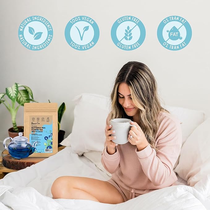 KHWAN'S TEA Butterfly Pea Flower Tea - Premium Herbal Tea Butterfly Pea Flower For Blue & Purple Natural Food Coloring, No Caffeine Tea, Sourced From Thailand
