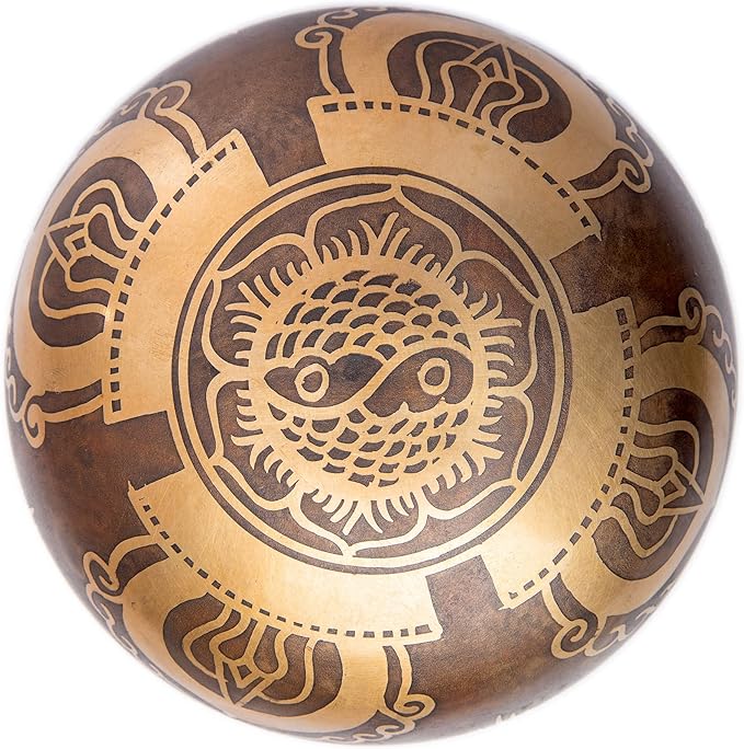 Tibetan Singing Bowl Set - Easy To Play Authentic Handcrafted For Meditation Sound Chakra Yoga Healing 4 Inches By Himalayan Bazaar (Brown and Maroon)