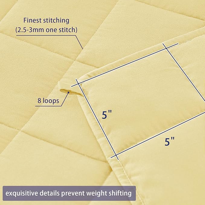 King Size Weighted Blanket for Adults (20 lbs, 80” x 87”, Yellow) Cooling Heavy Blanket for Sleeping Perfect for 190-210 lbs, Breathable Blanket for Adults & Couple All Season, Machine Washable