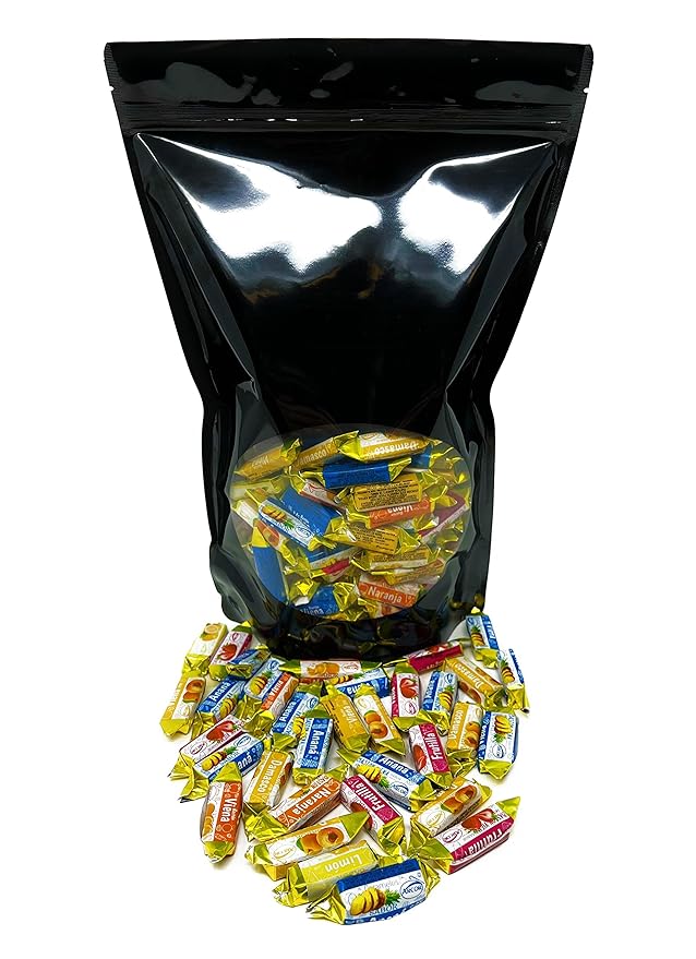 Halloween Fruity Hard Candy Filled With Real Fruit Pulp - 3 lbs - Peach, Strawberry, Pineapple, Orange and Lemon Flavored Bon Bons Filled with Real Fruit Pulp - Bulk American Vintage Candy Assortment - Individually Wrapped, 48 oz.