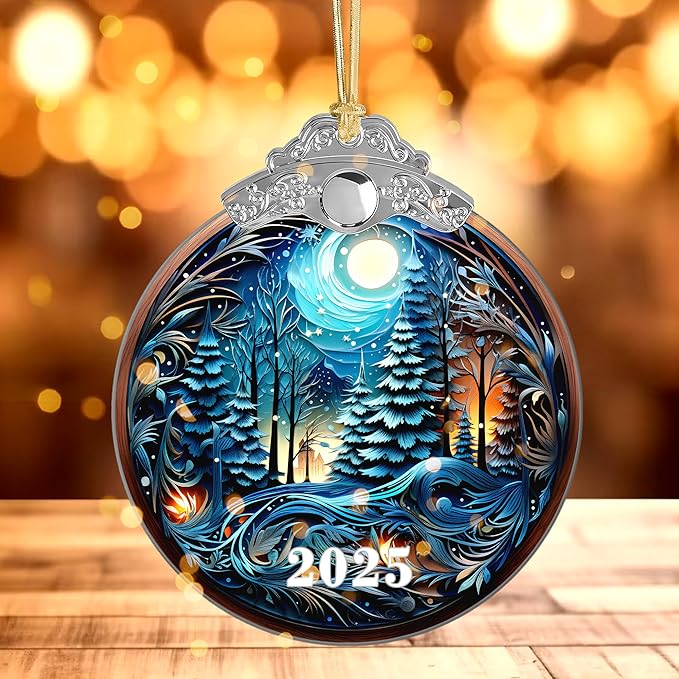Christmas Tree Acrylic Ornament, Christmas Ornaments 2025, Christmas Ornament, Tree Ornaments, White Elephant Gifts for Adults, Gag Gifts Funny Adult, Christmas Decor (Christmas in The Forest)