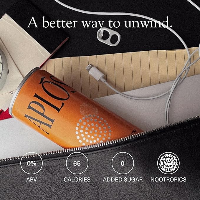 Aplós Mandora Negroni Non-Alcoholic Cocktail, Formulated with Lion’s Mane and Botanicals, Low Calorie, No Added Sugar Beverage (8.5 fl oz. 12-pack)