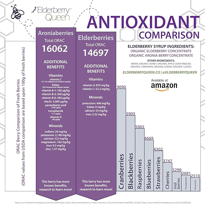 Elderberry Queen Organic Elderberry Syrup 30 Fl Oz - Immune Support Formula with Sambucus Black Elderberry & Aronia Berry - Pure Natural Certified Organic Elderberry Syrup for Kids and Adults