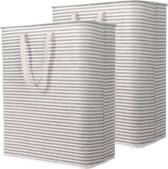Lifewit 2 Pack Laundry Hamper Large Collapsible Laundry Baskets, Freestanding Waterproof Clothes Hamper with Easy Carry Handles in Laundry Room Bedroom Bathroom College Dorm for Adults, Grey, 2 x 125L
