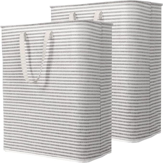 Lifewit 2 Pack Laundry Hamper Large Collapsible Laundry Baskets, Freestanding Waterproof Clothes Hamper with Easy Carry Handles in Laundry Room Bedroom Bathroom College Dorm for Adults, Grey, 2 x 125L