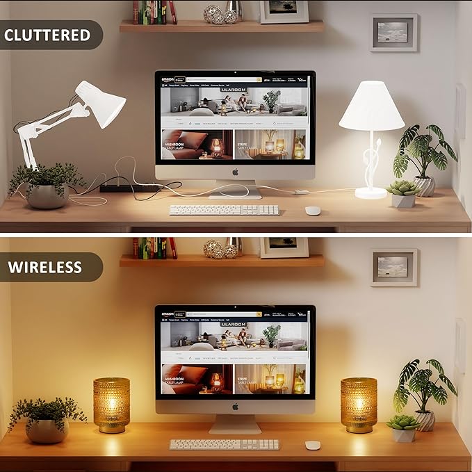 2 Pack Battery Operated Decorative Aesthetic Lamp with Timer for Dorm/Office/Patio/Bedside/,Small Cordless Table Lamps with LED Warm Bulb for Shelf/Coffee Table/Entryway/Mantle/Dresser Decor(Golden)