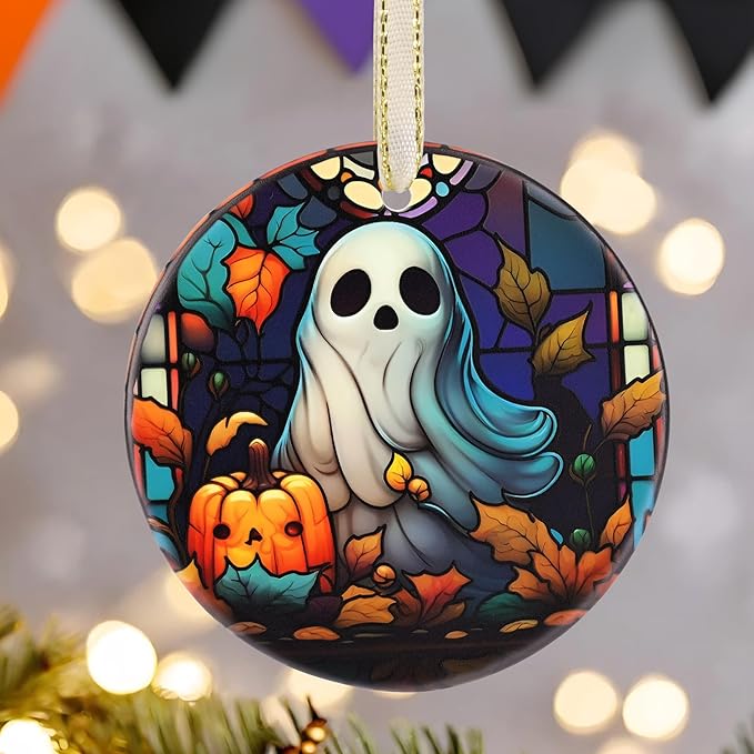 Christmas 2025 Ornaments, Christmas Ornament Gift, Holiday Keepsake, Stocking Stuffers, Gift Ideas - Ghost with Pumpkin
