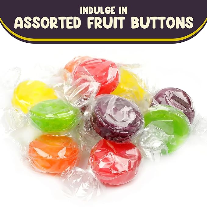 Assorted Fruit Buttons Hard Candy - 5 Pounds Approx 400 Pieces Assorted Candy - Holiday Candy Old Fashioned