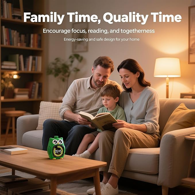 Doli Yearning Visual Timer for Kids, Owl Digital Countdown Timer (Green)