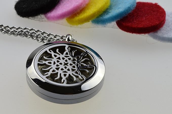 Infinity Flame Knot Essential Oil Diffuser Necklace, Stainless Steel Locket Pendant with 24 inch Chain, 12 Color Refill Pads, Customizable Color Changing Perfume Jewelry Aromatherapy