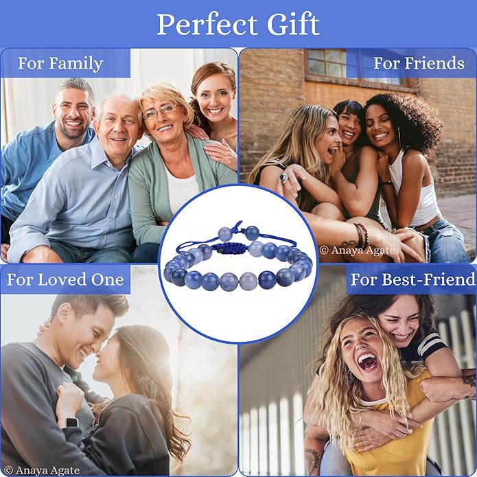 Energy Protection Crystal Handmade Adjustable Bead Bracelet Perfect for Men, Women’s Gift - Gemstone Healing Stretch Bracelet Pulsera Para Hombre Mujer Stocking Stuffer