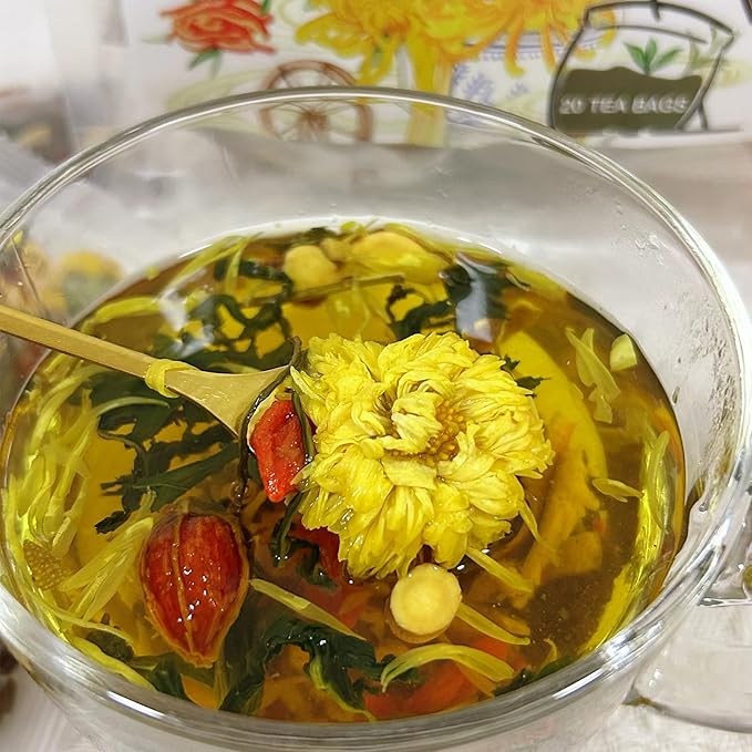 Dandelion Wolfberry Tea Bags, 100% Natural Liver and Kidney Detox Tea, Caffeine-Free - 10g x 20 Count