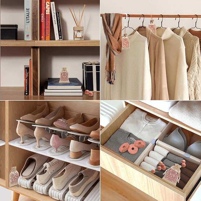 Homode Cedar Sachets for Drawers and Closets - Pack of 10 Cedar Chips for Clothes Storage, Scented Closet Freshener