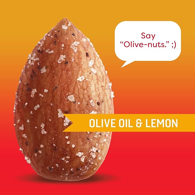 Octonuts Olive Oil & Lemon Almonds – 12 Individually Wrapped Snack Packs (1oz Each), Healthy Snacks for Adults and Kids, Non-GMO, Keto and Gluten-Free, Roasted in Cold Pressed Olive Oil