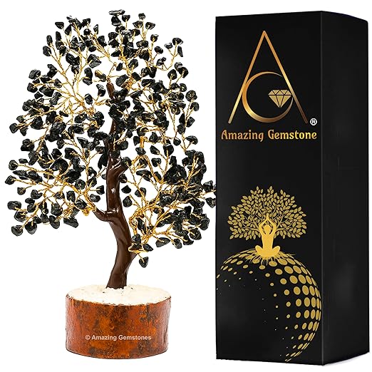 Amazing Gemstone Crystals and Healing Stones Birthday Gifts for Women - Black Tourmaline Crystal Tree of Life Home Decor Stocking Stuffers, Bookshelf, Room, Meditation Gift Unique Birthday Gifts