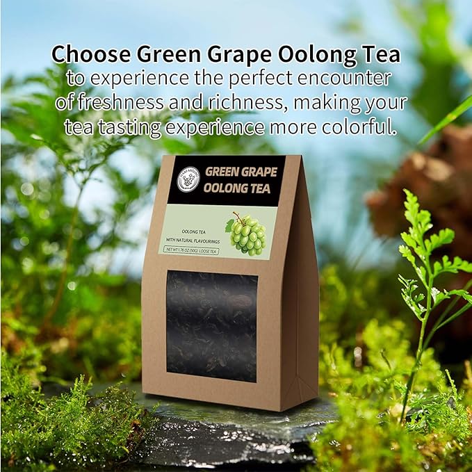 HANFANGLING Green Grape Oolong Tea - Premium Loose Leaf Tea with Natural Green Grape Flavor, 100% Natural, Refreshing & Fruity 1.76oz