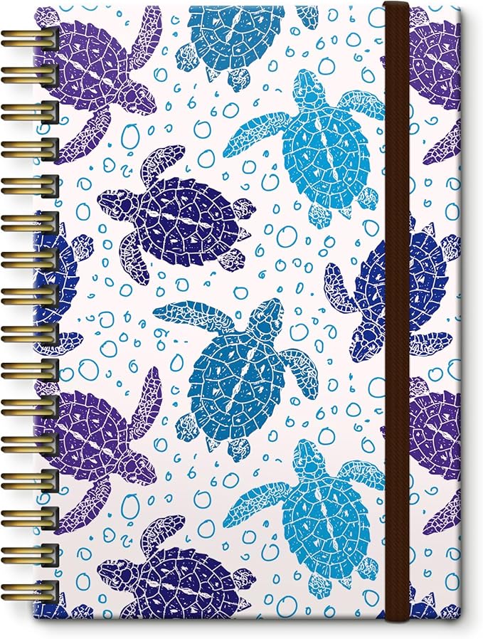 Cute Spiral Notebook, Journal for Women, Hardcover Spiral Journal, 5.5 x 8.3 Inches, 120 Pages,100gsm Paper, for Gifts Nurse Teacher Women Office Supplies(Cute turtle)