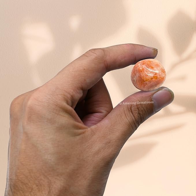 Amazing Gemstone Sunstone Crystals and Healing Stones Tumbled - 1 Oz Sunstone Stone Gem Stones, Natural Healing Stones for Energy Balance, Stress Relief - Polished Gems Rocks