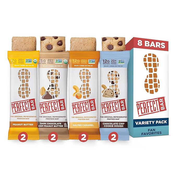 Perfect Bar, Best Sellers Variety Pack, Protein Bars, Gluten Free, Soy Free, Non GMO, No Sugar Alcohols, 2.2-2.5 Ounce Bars, 8 Count